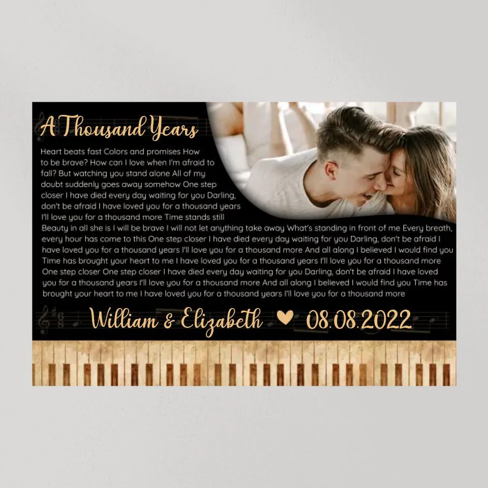 Piano Art Favorite Song Lyrics Custom Canvas Poster Anniversary Gift For Couples - Image 9