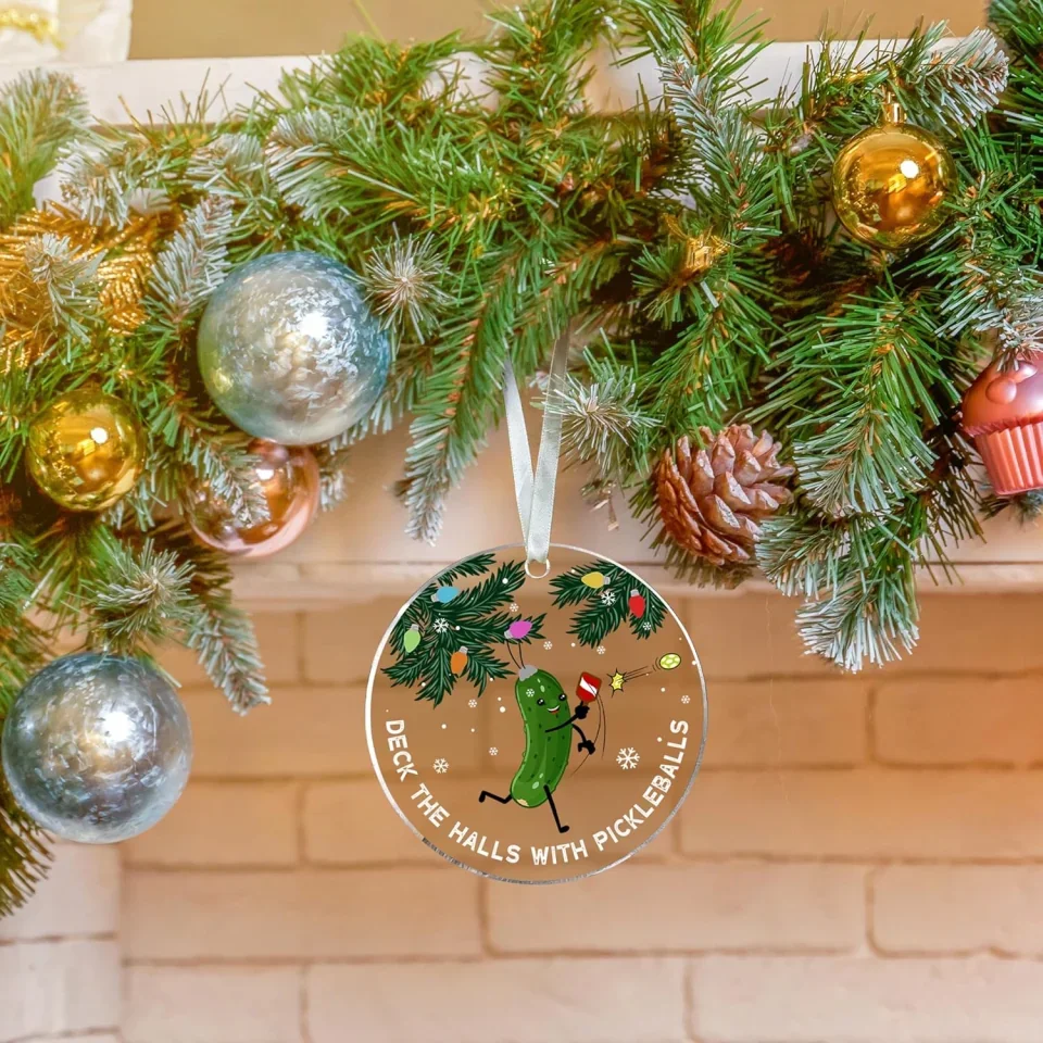 Deck the Hall with Pickleballs - Funny Pickleball Christmas Acrylic Ornament - Gifts for Pickleball Lovers - Image 4