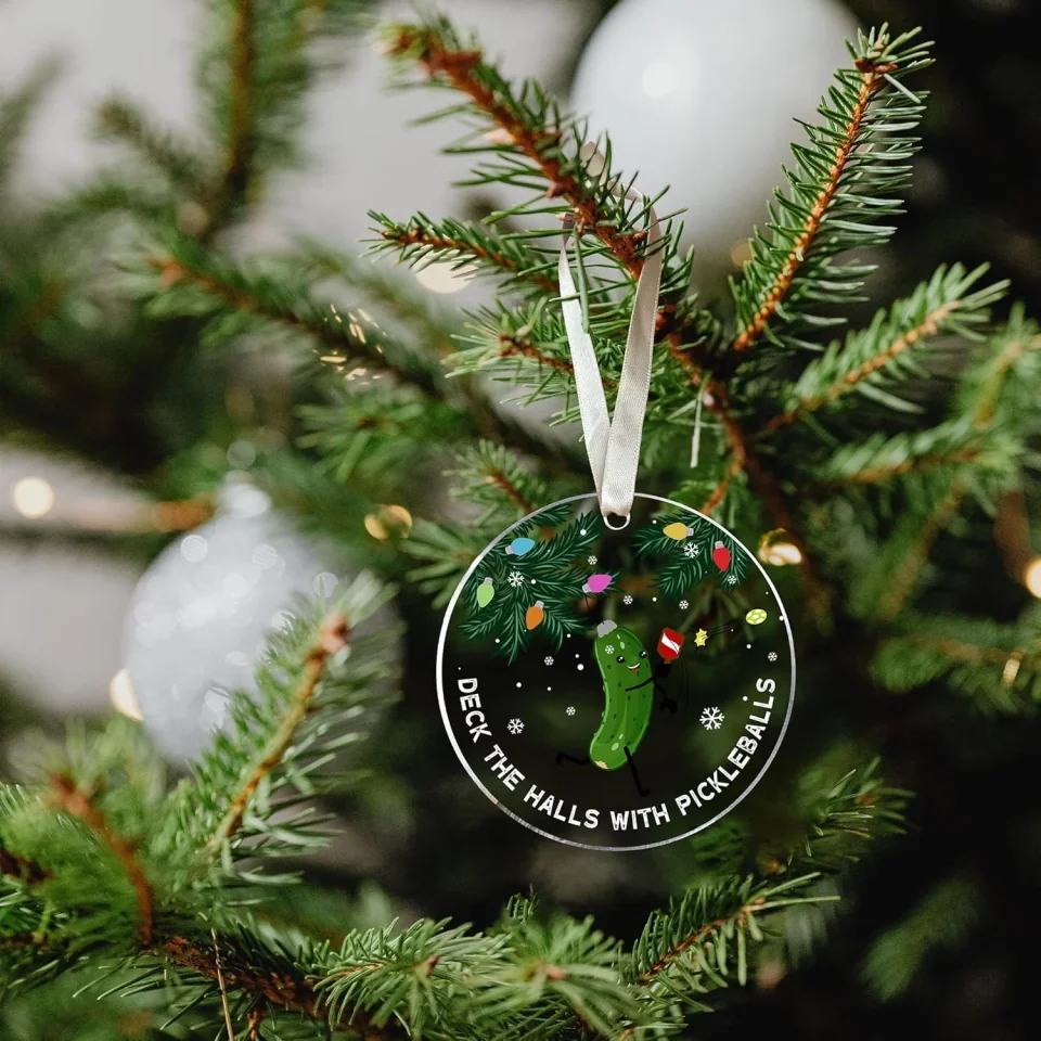 Deck the Hall with Pickleballs - Funny Pickleball Christmas Acrylic Ornament - Gifts for Pickleball Lovers - Image 5