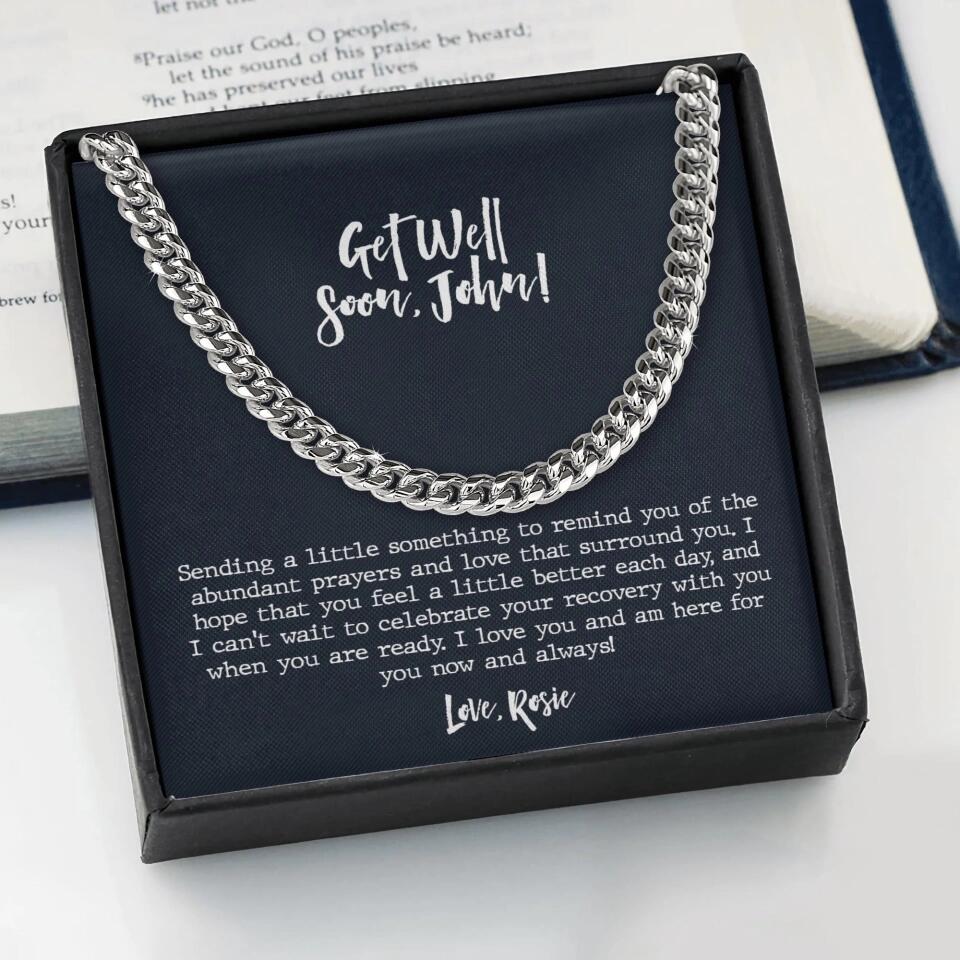 Post Surgery Gifts for Him - Personalized Cuban Chain Necklace - Image 3