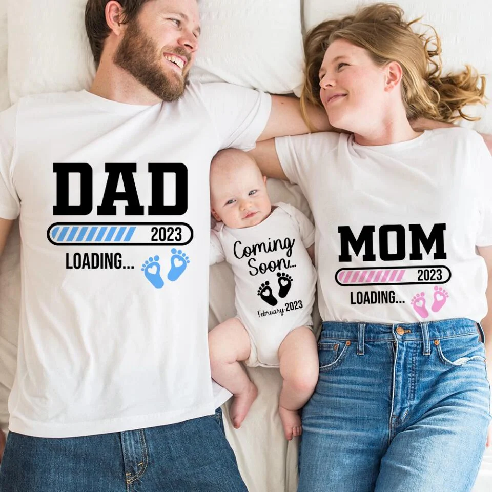 Pregnancy Announcement Onesie And Couple Tshirt Gift For New Parents - Image 10