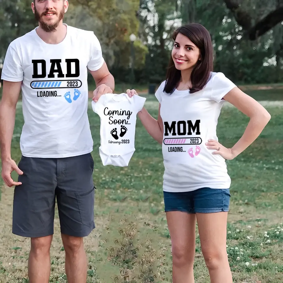 Pregnancy Announcement Onesie And Couple Tshirt Gift For New Parents - Image 3