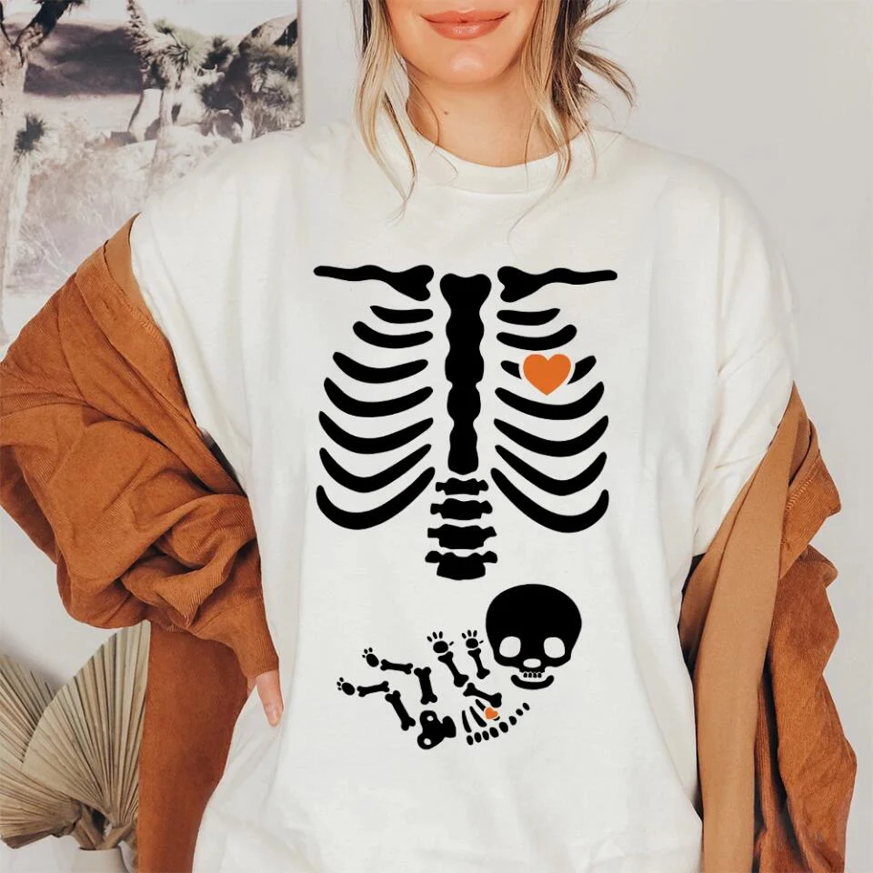 Pregnant Mom And Baby Skeleton Tshirt Gifts For Expecting Mothers - Image 3