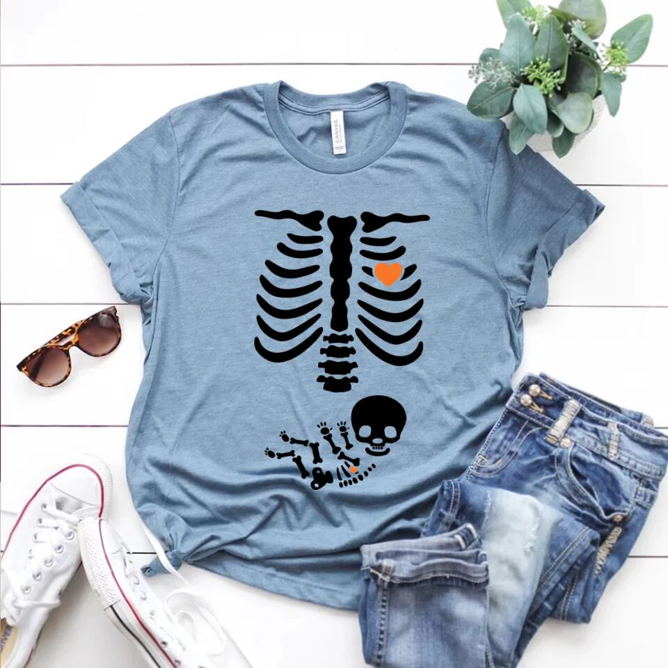 Pregnant Mom And Baby Skeleton Tshirt Gifts For Expecting Mothers - Image 7