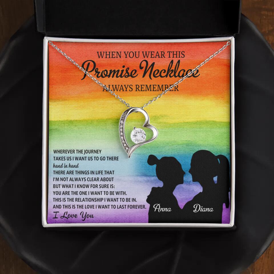 Personalized Valentine Gifts - When You Wear This Promise Necklace Always Remember - Personalized Necklace - Lesbian Couple Gift - Image 2