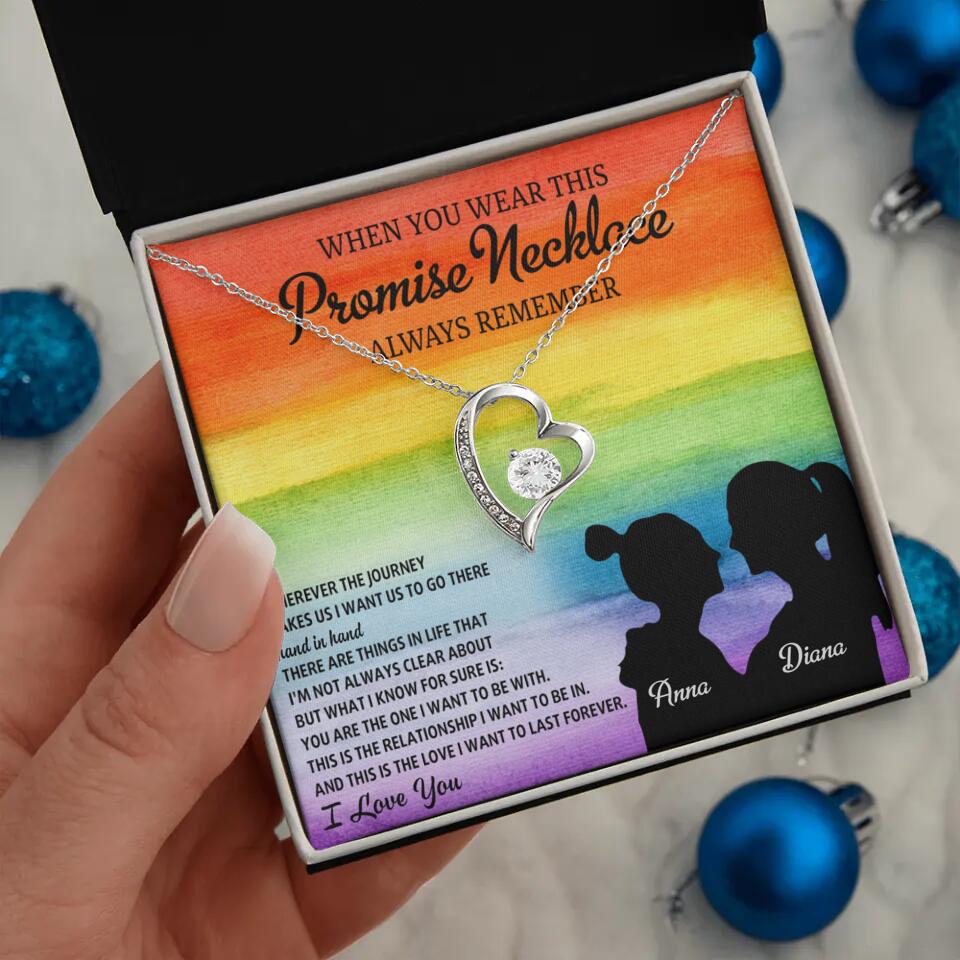 Personalized Valentine Gifts - When You Wear This Promise Necklace Always Remember - Personalized Necklace - Lesbian Couple Gift - Image 4