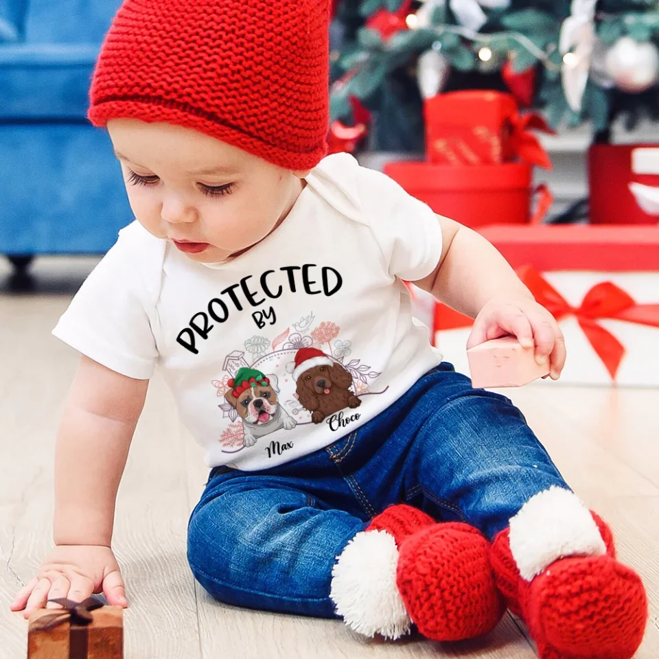 Protected By Pets - Personalized Custom Baby Onesie - Gift For Baby Christmas - Image 4