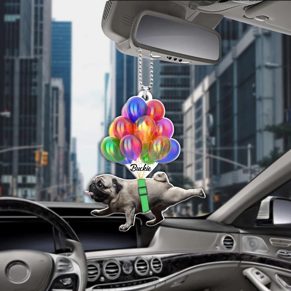 Personalized Valentine Gifts - Pug with Balloon Custom Car Ornament Gift For Dog Lovers - Image 4