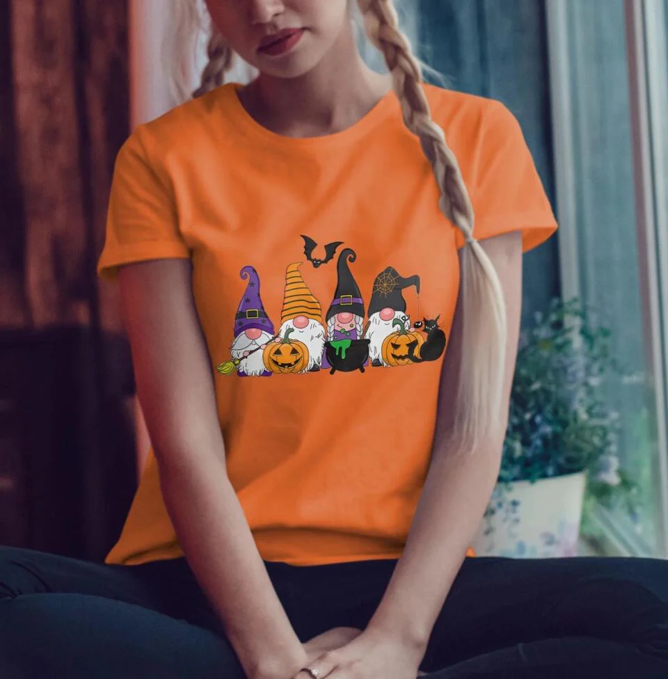 Pumpkin Black Cat And Broom Stick T-shirt - Image 10