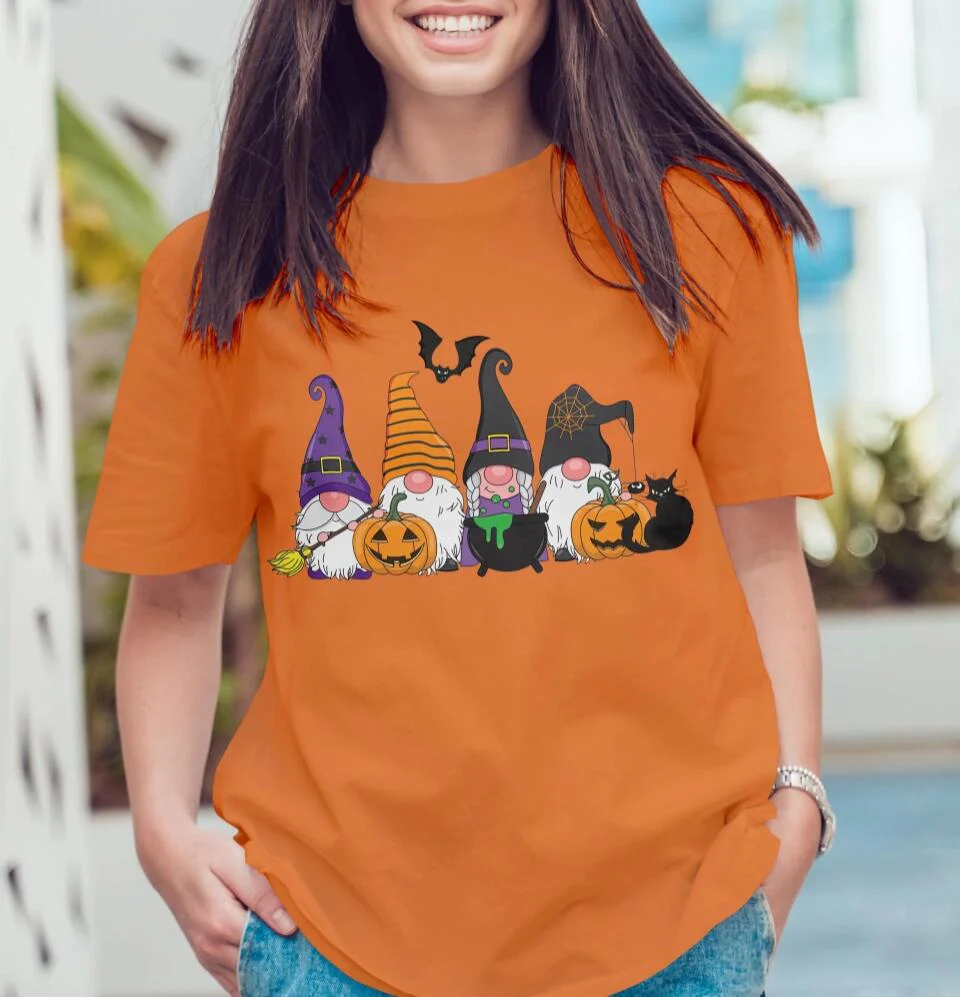 Pumpkin Black Cat And Broom Stick T-shirt - Image 12