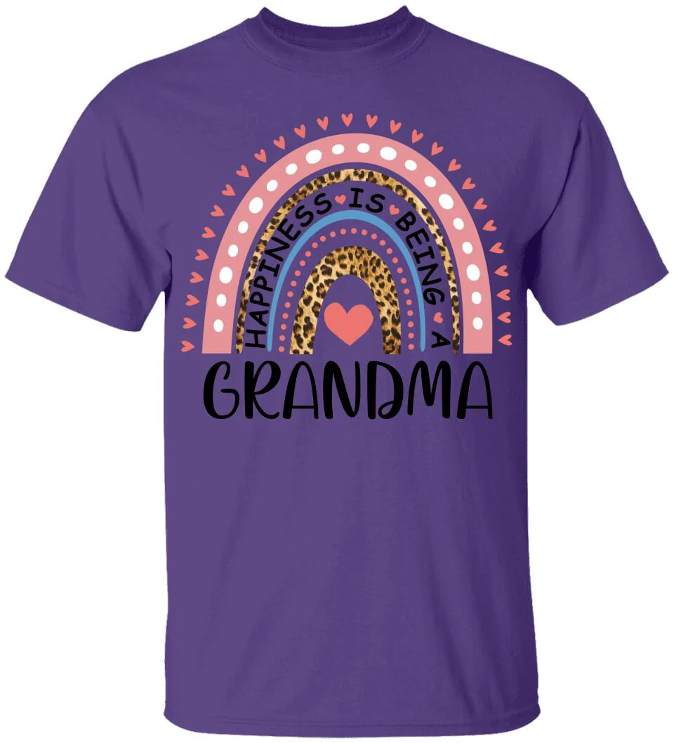 Rainbow Happiness Is Being A Grandma - Personalized T-Shirt - Birthday Gift for Grandma - Image 5