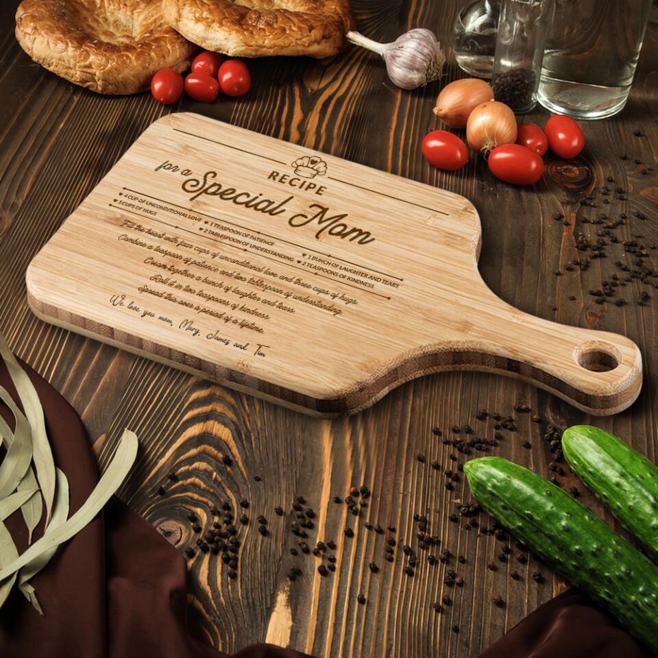 Recipe For A Special Mom - Personalized Wooden Cutting Board - Gift For Mom - Image 6