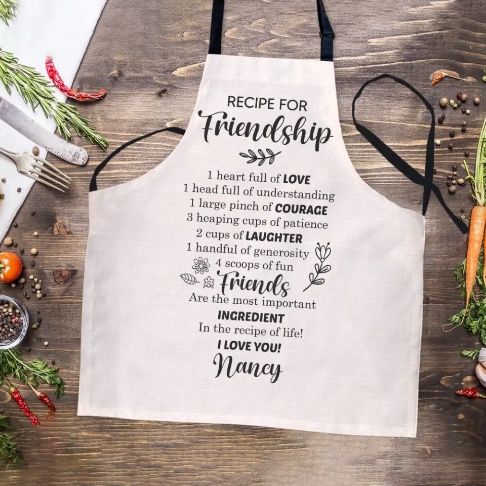 Recipe for Friendship - Personalized Apron - Meaningful Gift for Friends - Birthday, Anniversary Gifts - Image 7