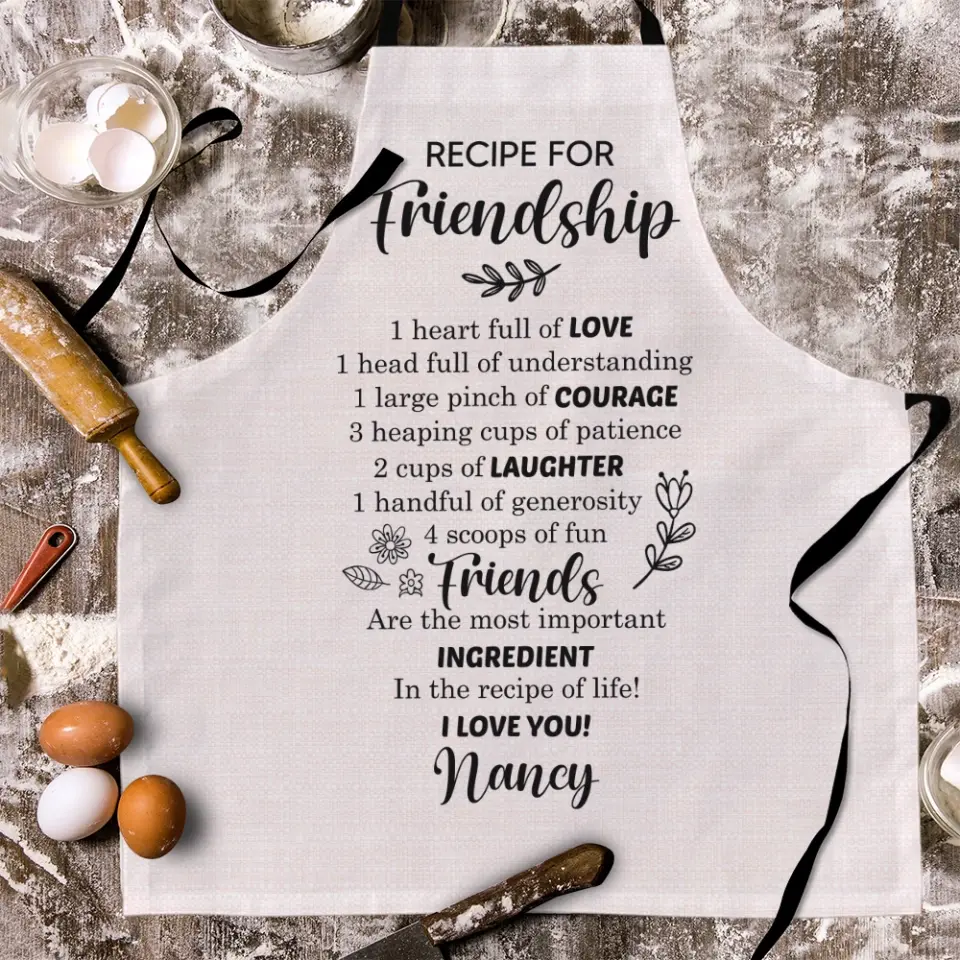 Recipe for Friendship - Personalized Apron - Meaningful Gift for Friends - Birthday, Anniversary Gifts - Image 8