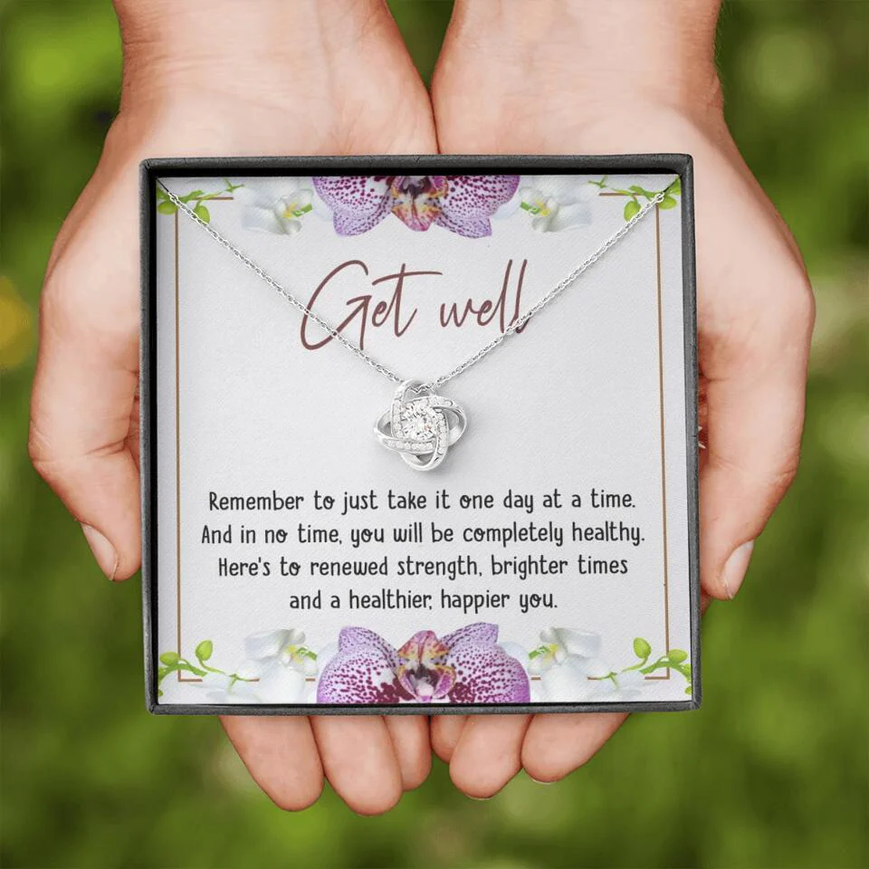 Get Well, Remember To Just Take It One Day At A Time - Love Knot Necklaces - Get Well Surgery Gift - Image 3