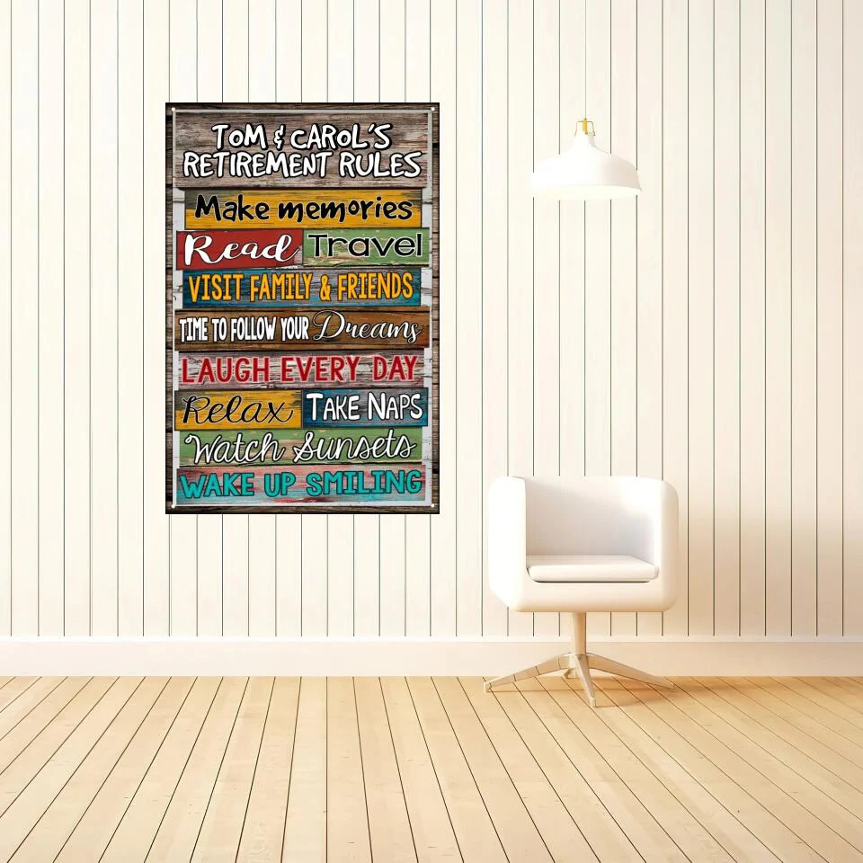 Retirement Rules - Personalized Metal Sign - Retirement Gift for Coworker or Bestie - Image 3