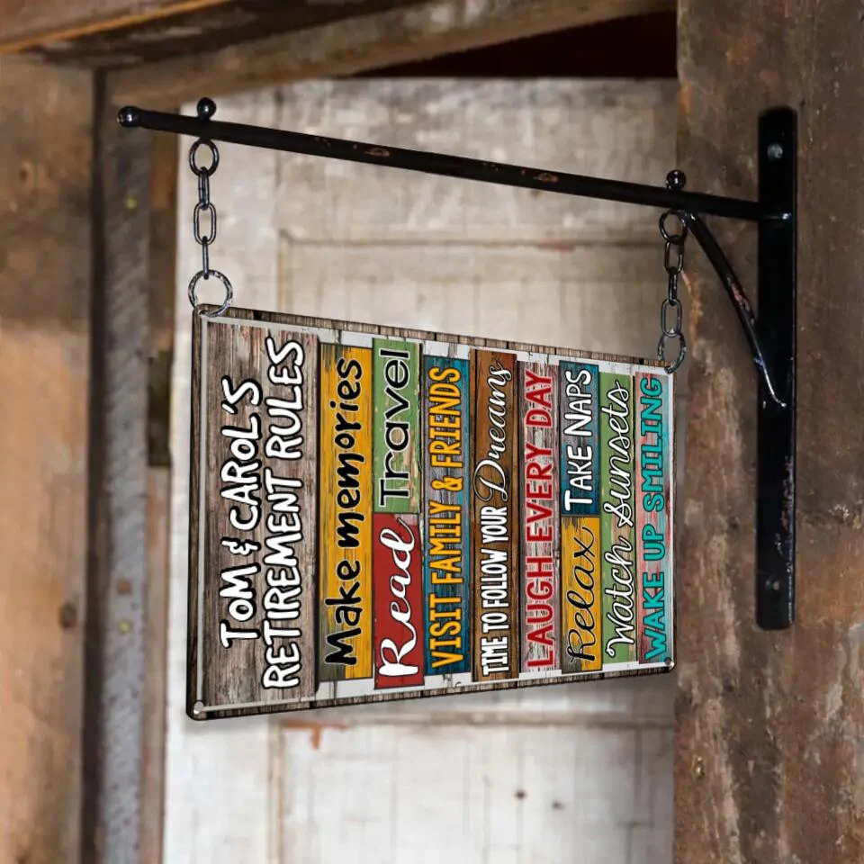 Retirement Rules - Personalized Metal Sign - Retirement Gift for Coworker or Bestie - Image 4