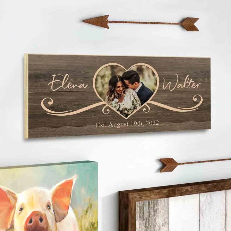 Couple Wooden Sign Rustic Home Decor Anniversary Gift Personalized Key Holder - Image 13