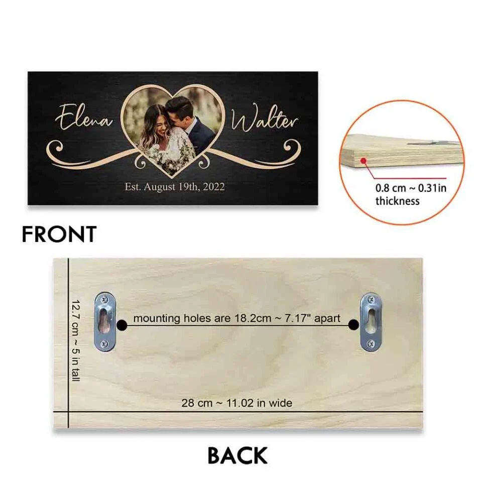 Couple Wooden Sign Rustic Home Decor Anniversary Gift Personalized Key Holder - Image 14