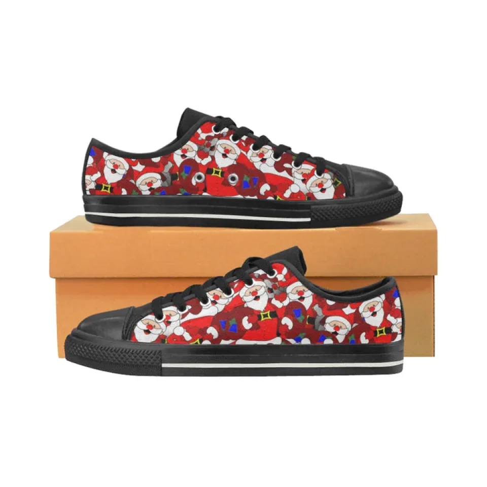 Santa Christmas Low Top Shoes - White All Over Print Sneakers - Funny Christmas Gift for Men, Women - Image 3