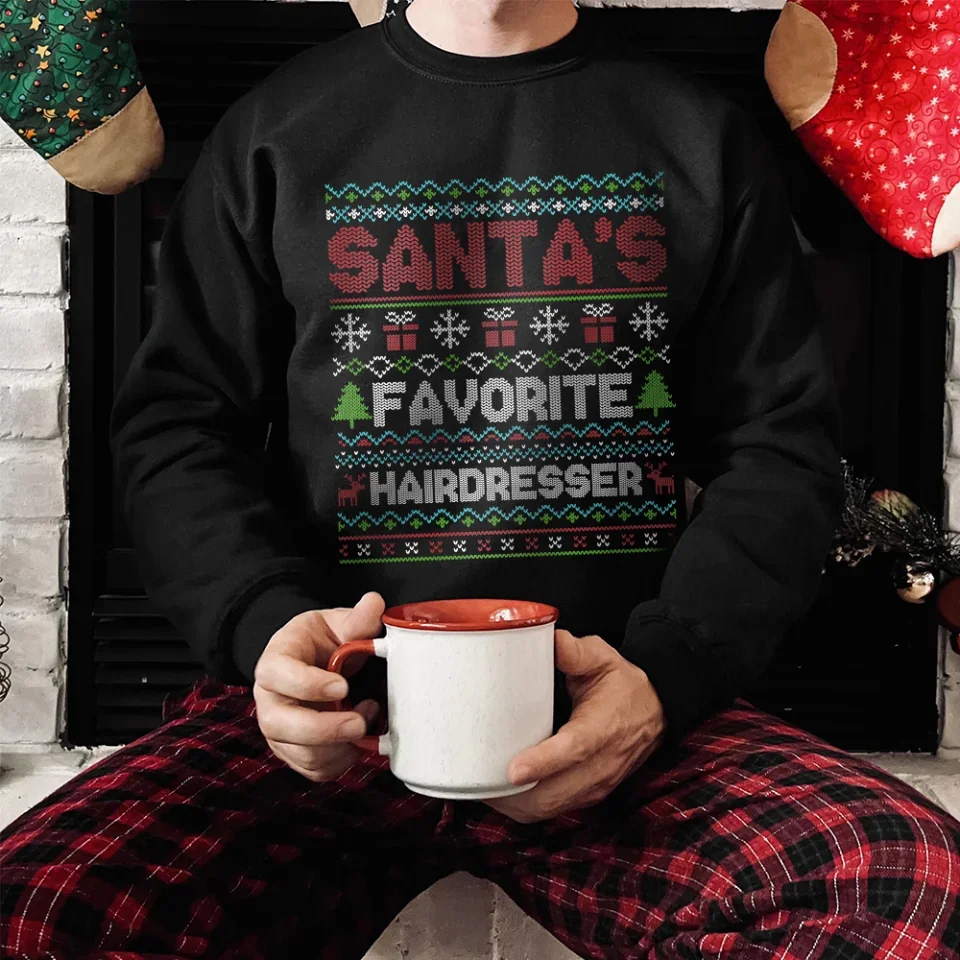 Santa Favorite Hairdresser - Ugly Sweatshirt - Gift For Hairdresser - Image 4