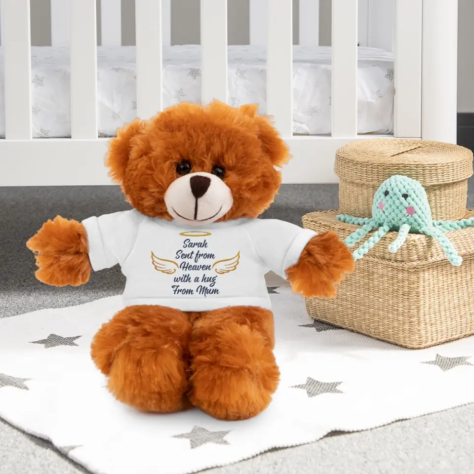 Sent From Heaven With A Hug Custom Teddy Bear With Tshirt Memorial Gift - Image 5