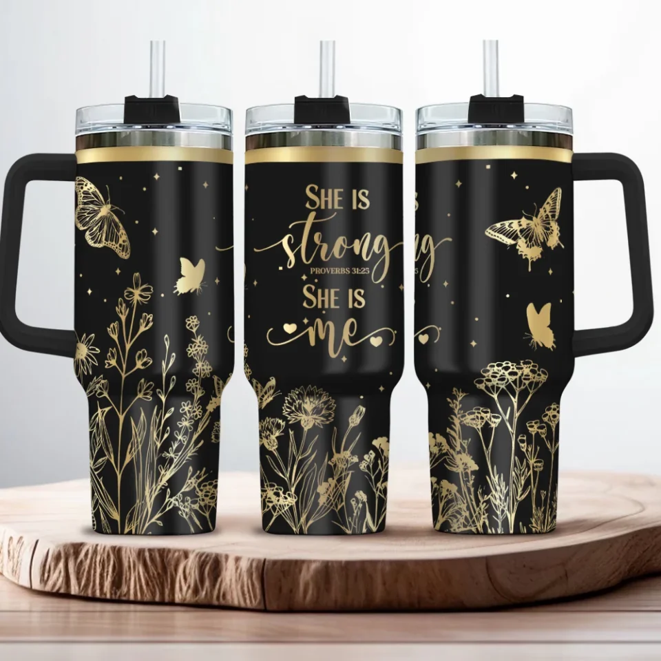 She Is Strong She Is Me - 40oz Tumbler With Lid - Gift For Sprited People - Image 2