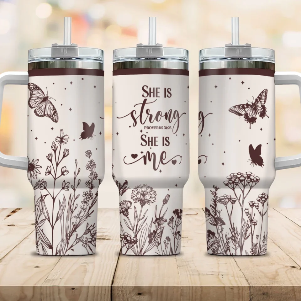 She Is Strong She Is Me - 40oz Tumbler With Lid - Gift For Sprited People - Image 3
