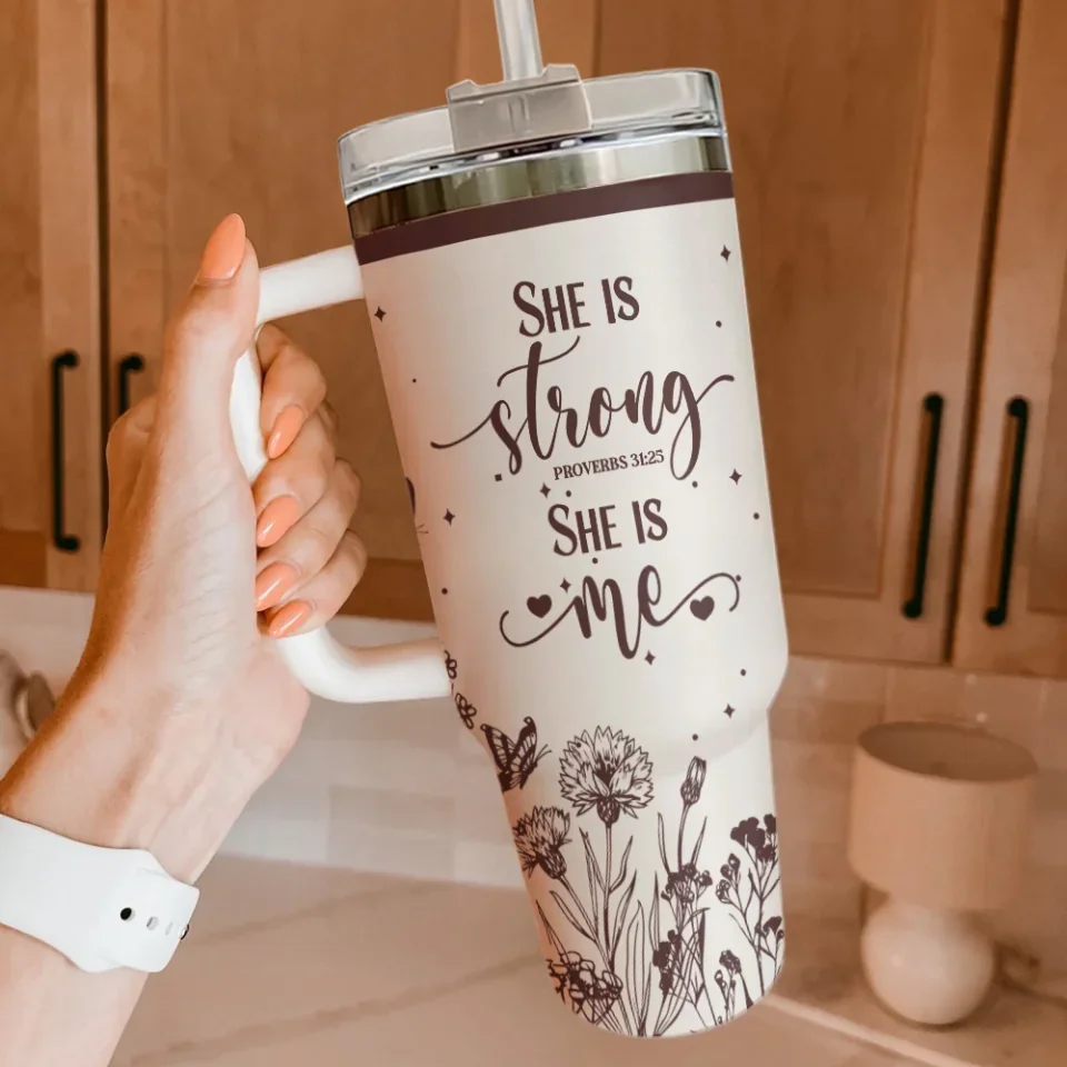 She Is Strong She Is Me - 40oz Tumbler With Lid - Gift For Sprited People - Image 4