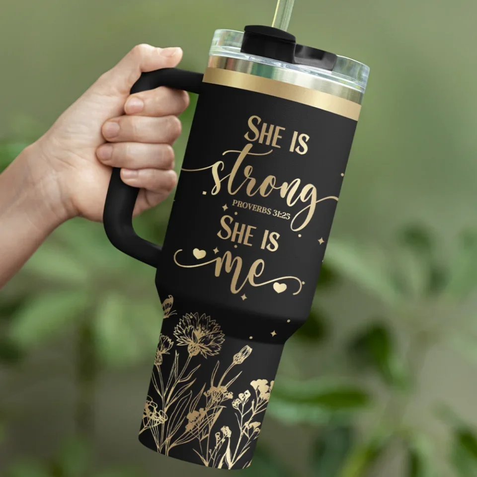 She Is Strong She Is Me - 40oz Tumbler With Lid - Gift For Sprited People - Image 7