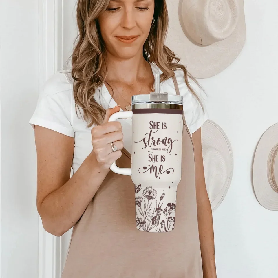 She Is Strong She Is Me - 40oz Tumbler With Lid - Gift For Sprited People - Image 8