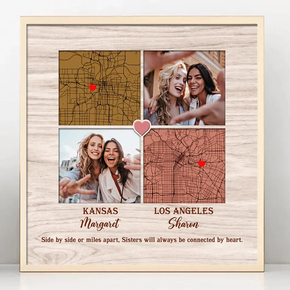 Side By Side Or Miles Apart - Custom Square Canvas Poster - Best Gift For Sisters Friends - Image 10