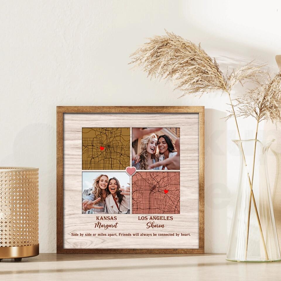 Side By Side Or Miles Apart - Custom Square Canvas Poster - Best Gift For Sisters Friends - Image 11