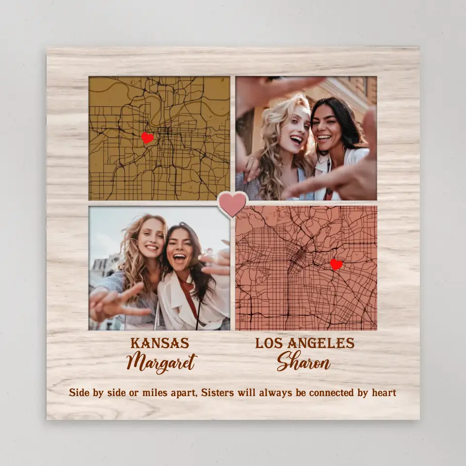 Side By Side Or Miles Apart - Custom Square Canvas Poster - Best Gift For Sisters Friends - Image 7