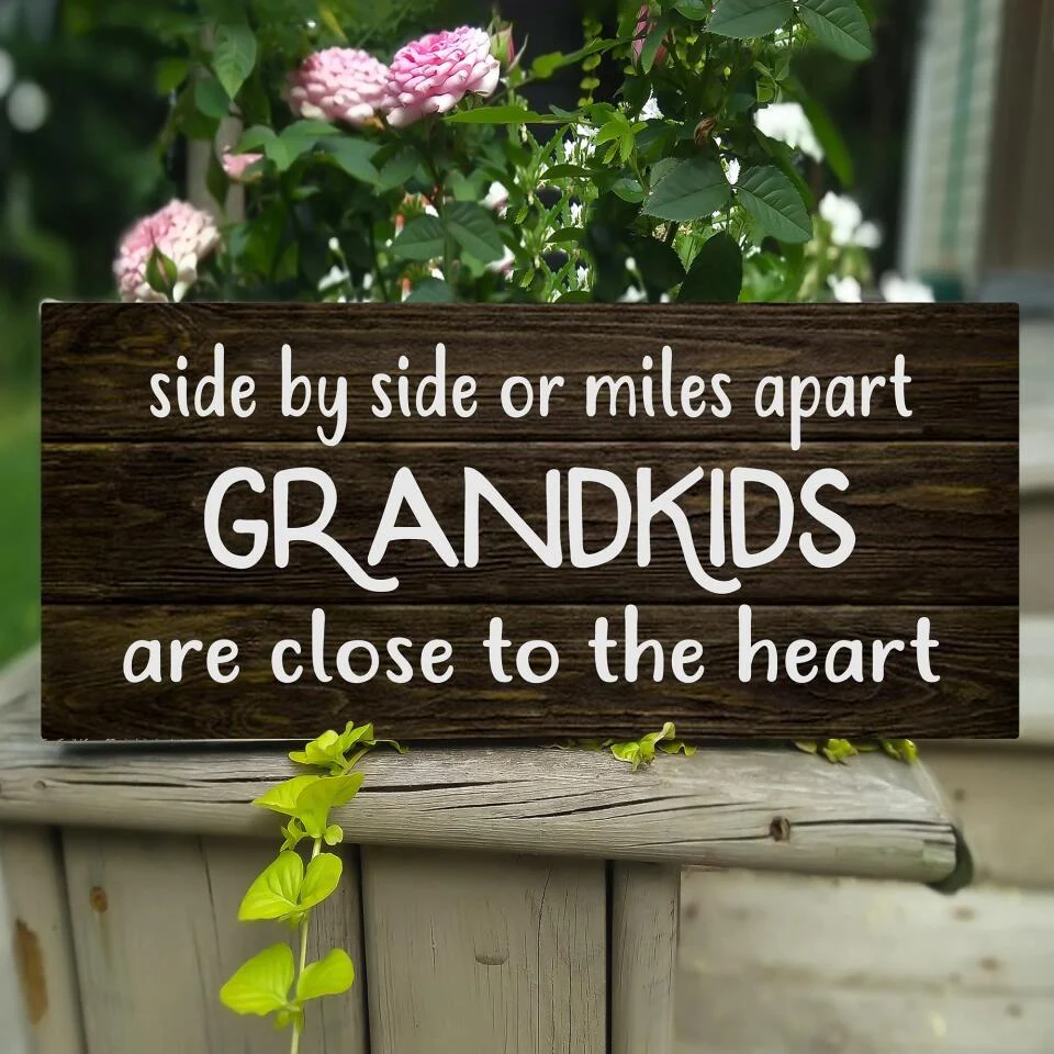 Side by Side or Miles Apart Great Grandkids - Rectangle Wooden Sign - Gift For Grandparent - Image 5