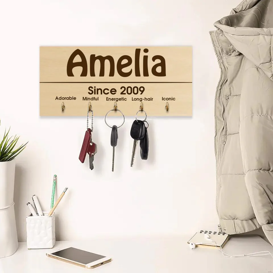 Since 2009 - Custom Name, Year and Personality - Personalized Key Holder - 13th Birthday Gift - Image 3