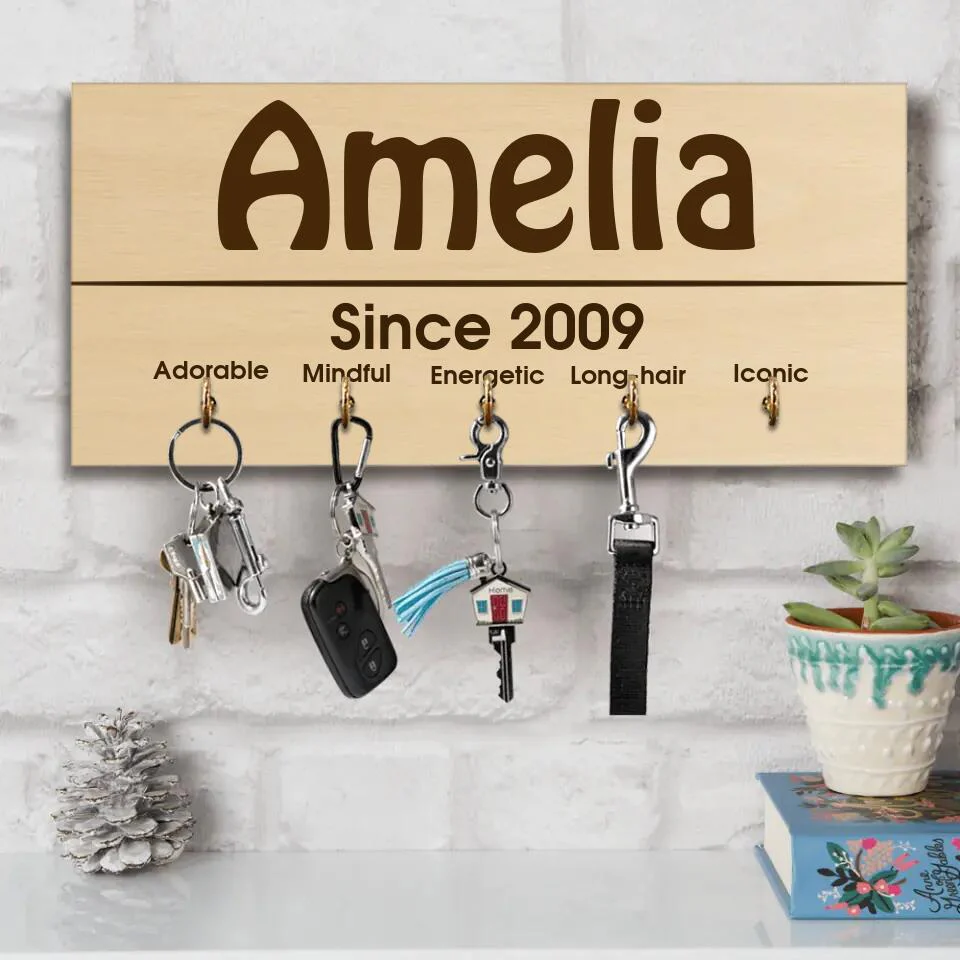 Since 2009 - Custom Name, Year and Personality - Personalized Key Holder - 13th Birthday Gift - Image 4