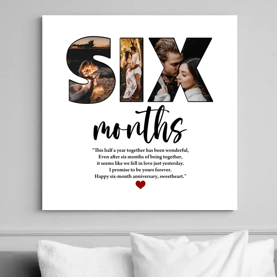 Six Months Anniversary - Custom Photo Canvas Poster - 6 Months Anniversary Gift - Image 2