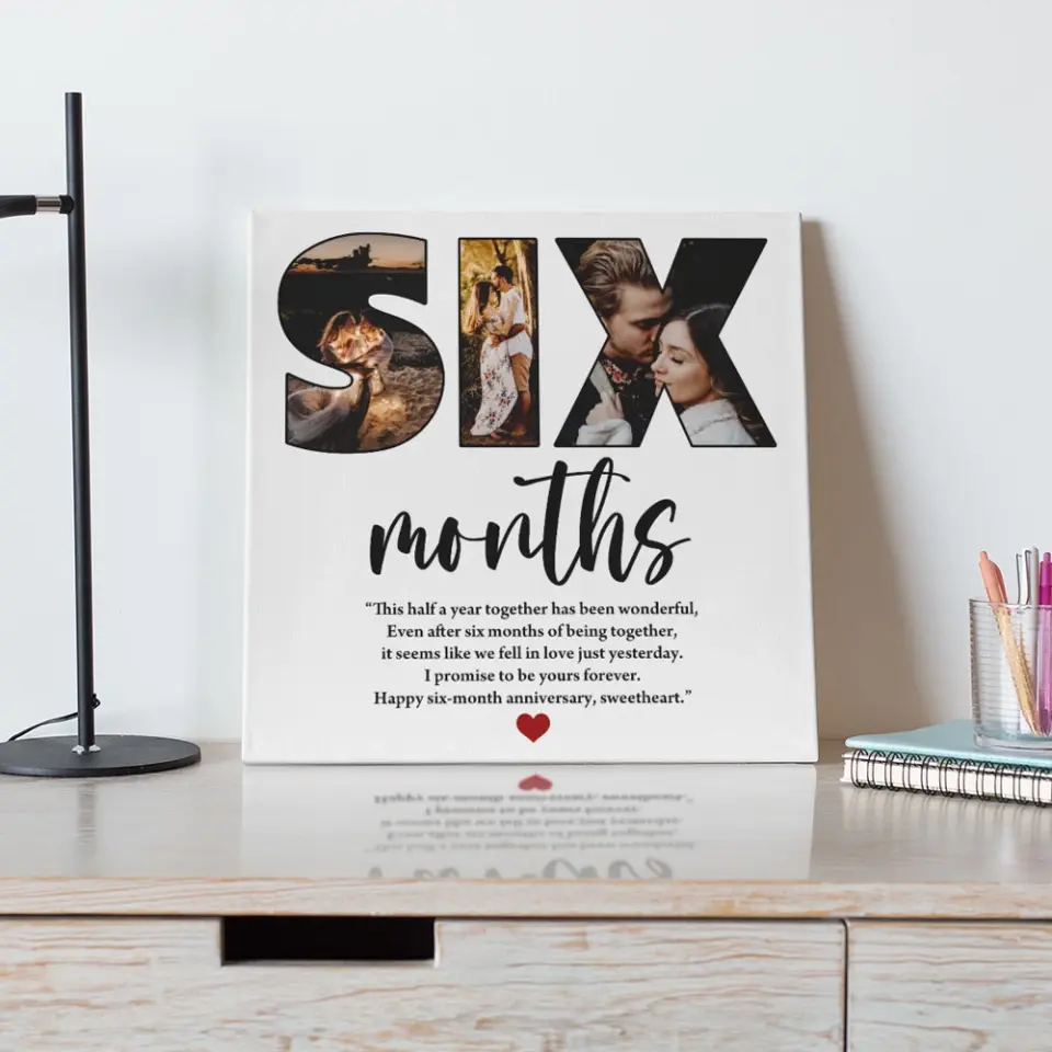 Six Months Anniversary - Custom Photo Canvas Poster - 6 Months Anniversary Gift - Image 4