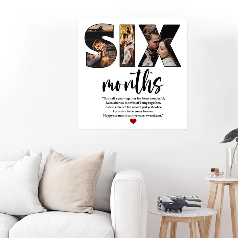 Six Months Anniversary - Custom Photo Canvas Poster - 6 Months Anniversary Gift - Image 9
