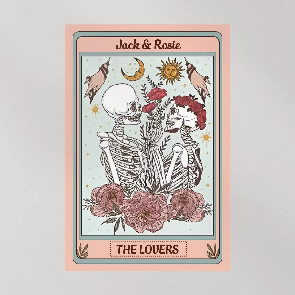 Personalized Valentine Gifts - Skeleton Couple Tarot Card Custom Canvas Poster Gothic Couple Anniversary Gift For Couples - Image 10