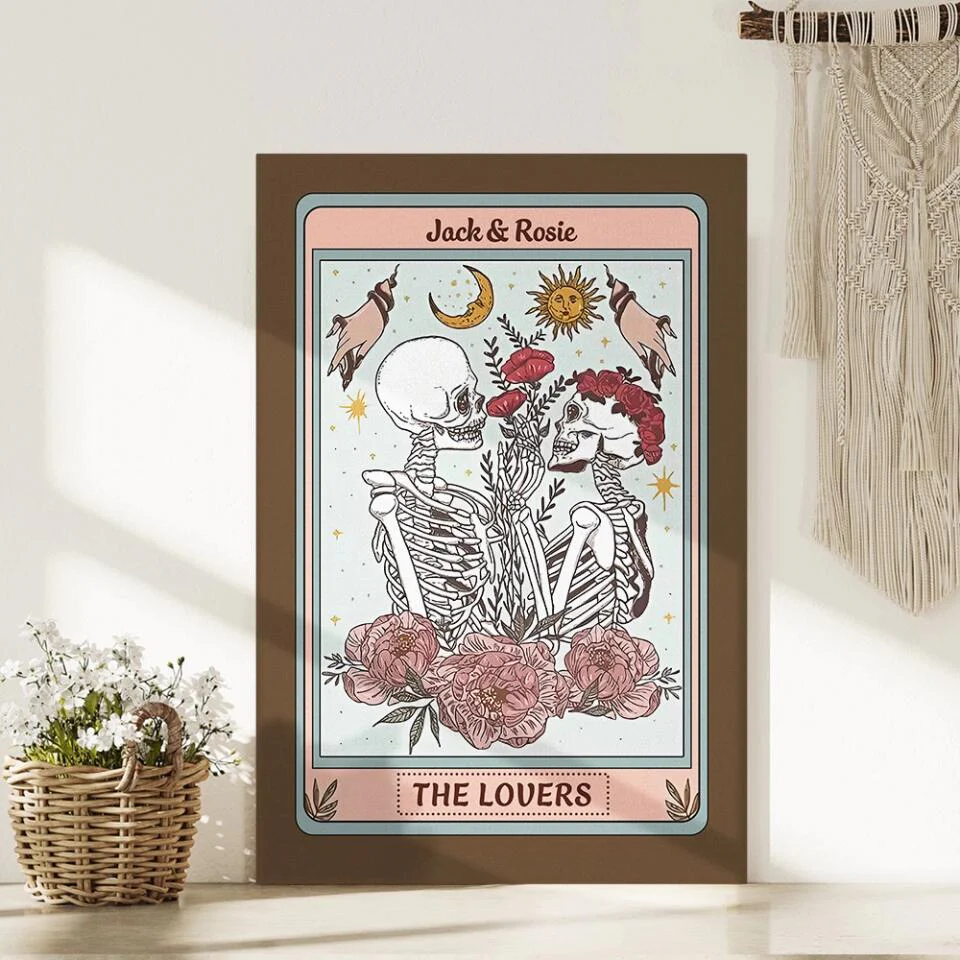 Personalized Valentine Gifts - Skeleton Couple Tarot Card Custom Canvas Poster Gothic Couple Anniversary Gift For Couples - Image 11