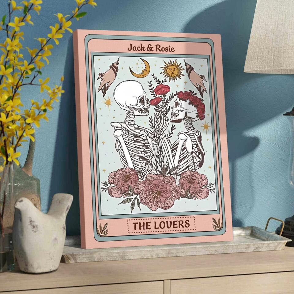 Personalized Valentine Gifts - Skeleton Couple Tarot Card Custom Canvas Poster Gothic Couple Anniversary Gift For Couples - Image 5