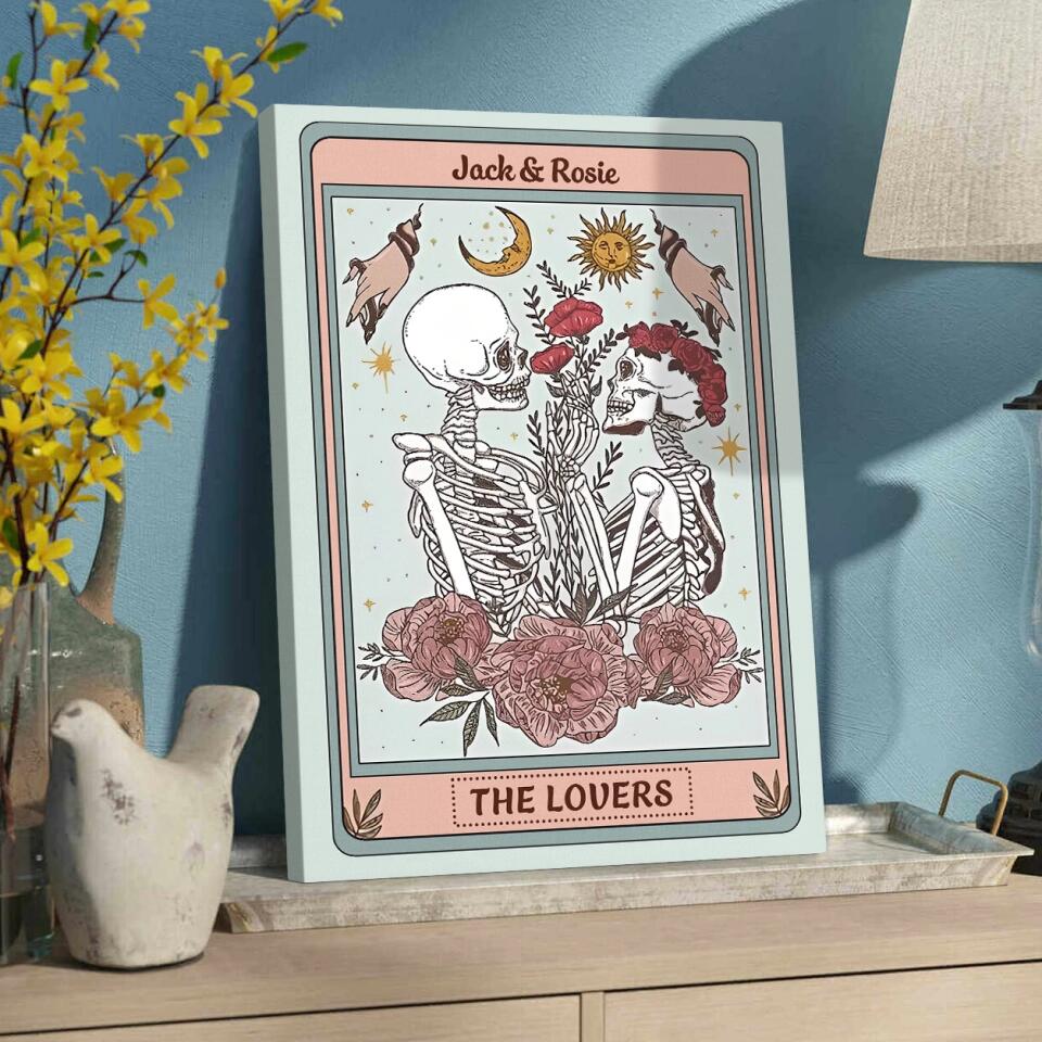 Personalized Valentine Gifts - Skeleton Couple Tarot Card Custom Canvas Poster Gothic Couple Anniversary Gift For Couples - Image 6