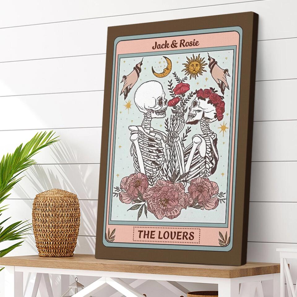 Personalized Valentine Gifts - Skeleton Couple Tarot Card Custom Canvas Poster Gothic Couple Anniversary Gift For Couples - Image 7
