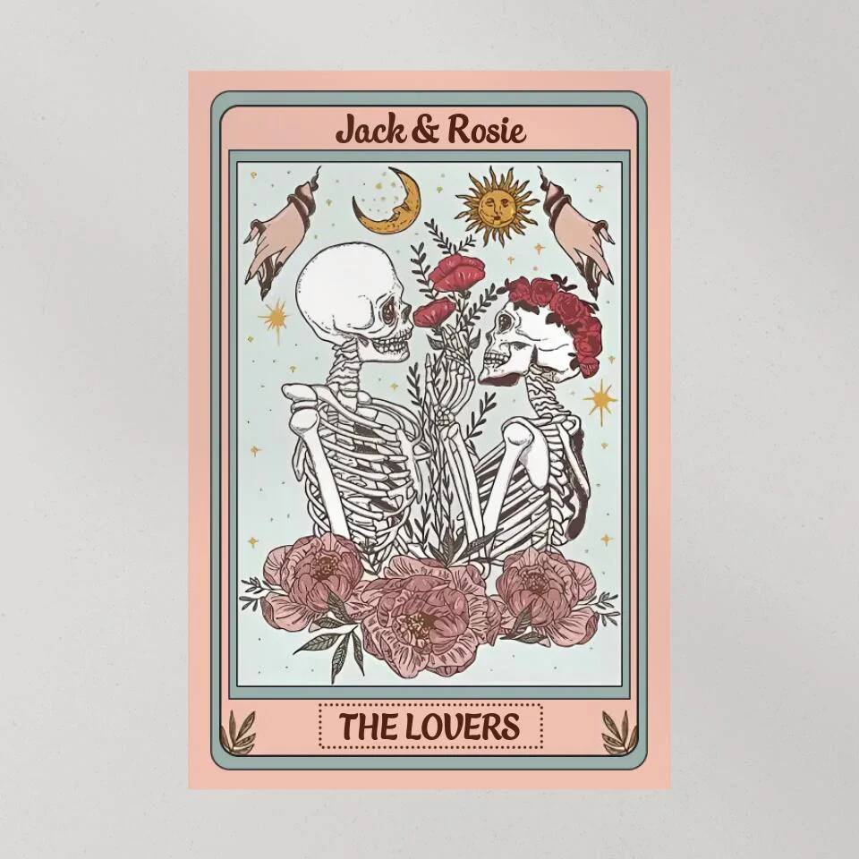 Personalized Valentine Gifts - Skeleton Couple Tarot Card Custom Canvas Poster Gothic Couple Anniversary Gift For Couples - Image 9