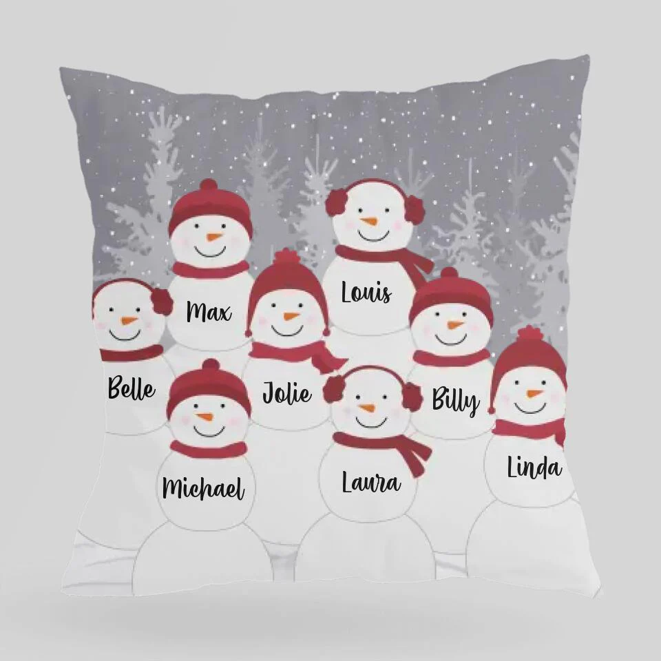 Snowman Family Personalized Throw Pillow - Custom Snowman Pillow - Christmas Gifts for Family Members, Couples - Image 3