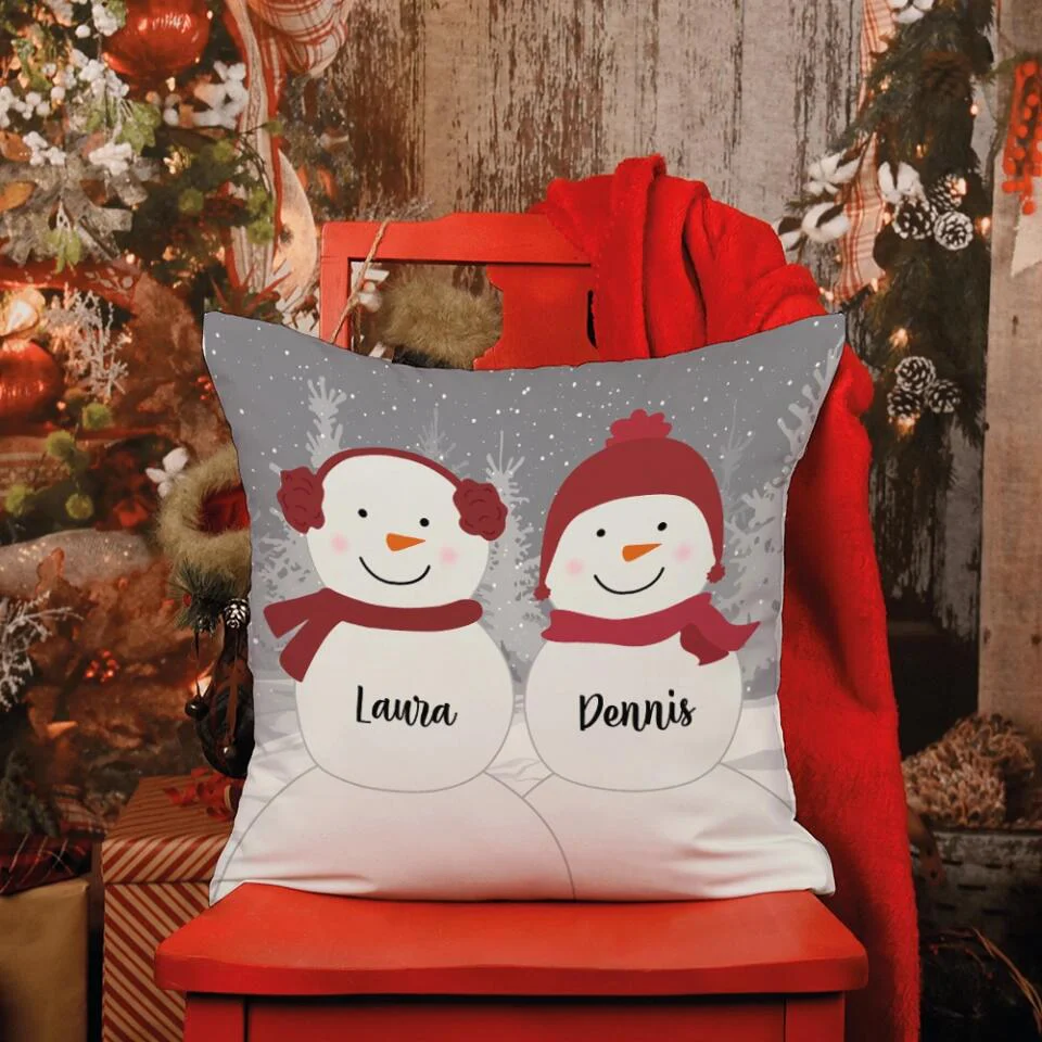 Snowman Family Personalized Throw Pillow - Custom Snowman Pillow - Christmas Gifts for Family Members, Couples - Image 5