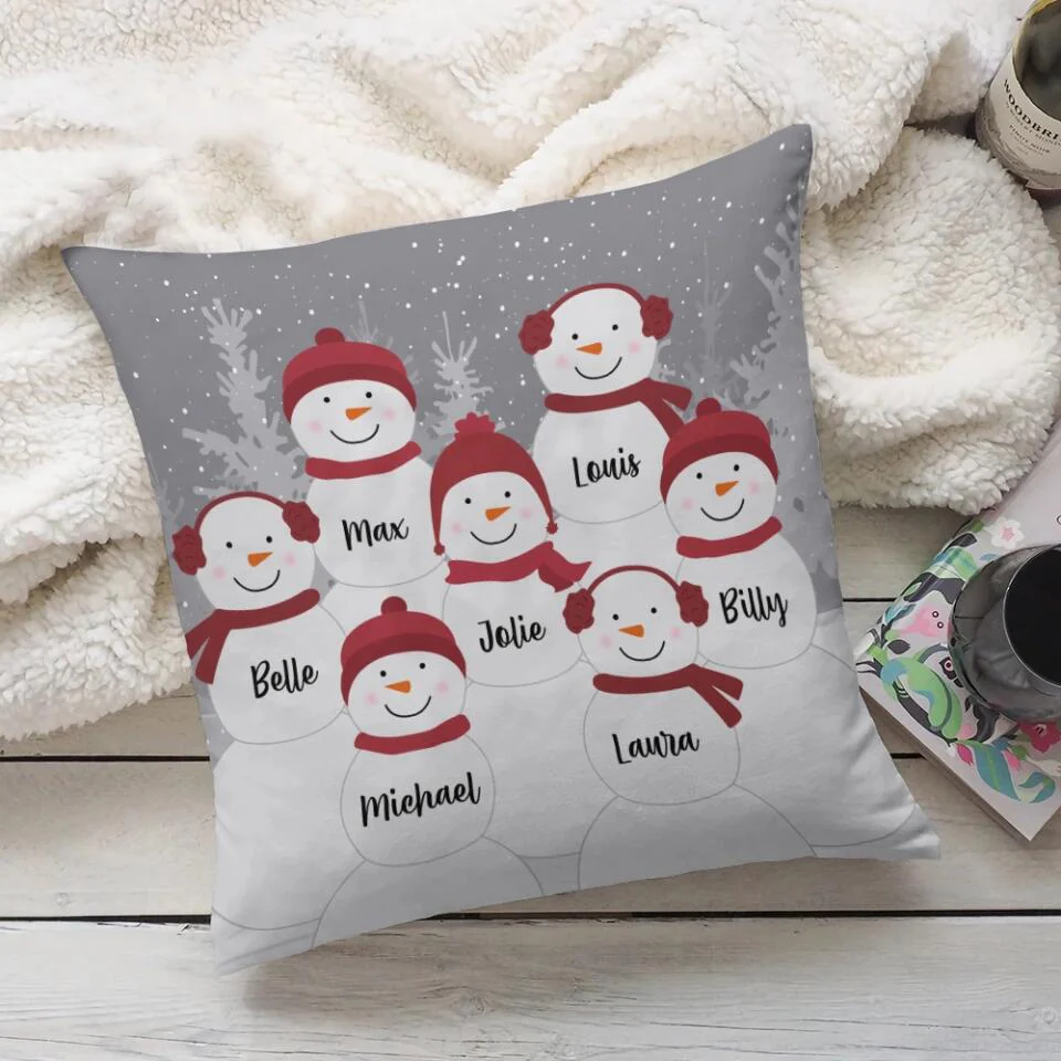 Snowman Family Personalized Throw Pillow - Custom Snowman Pillow - Christmas Gifts for Family Members, Couples - Image 6