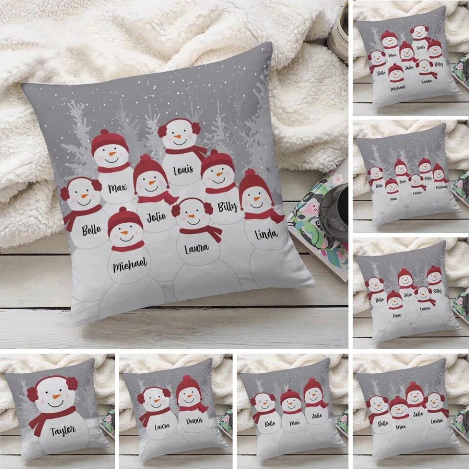 Snowman Family Personalized Throw Pillow - Custom Snowman Pillow - Christmas Gifts for Family Members, Couples - Image 7